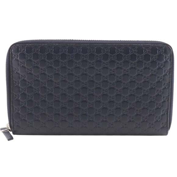 Gucci Organizer GG Long Wallet Outlet 391465 Shima Leather Black Zipper Men's